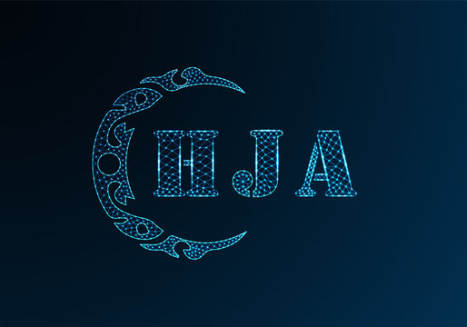 Low poly letter logo HJA design. HJA letter logo low poly vector design on blue color gradient background. HJA logo low poly design