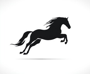 Obraz premium Silhouette of a galloping horse in mid-air showcasing strength and grace in motion