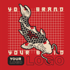 vector illustration of japanese fish painting, it can be use for shirt design or poster	
