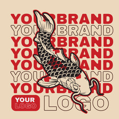 vector illustration of japanese fish painting, it can be use for shirt design or poster	
