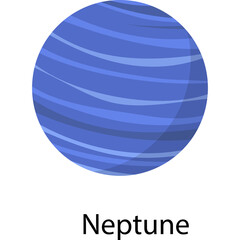 Stylized blue planet Neptune with horizontal stripes and a white border on a transparent background