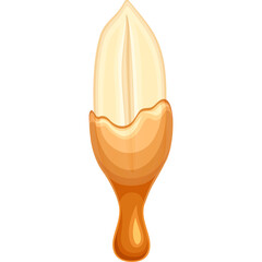 Stylized Abstract Feather Shape With Orange Hues And A Pointed Tip On A White Background