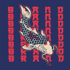 vector illustration of japanese fish painting, it can be use for shirt design or poster	

