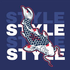 vector illustration of japanese fish painting, it can be use for shirt design or poster	

