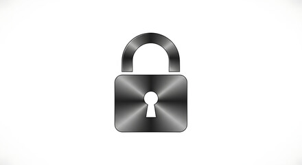 Illustration of a metallic padlock with keyhole on a white background in studio lighting ai generated