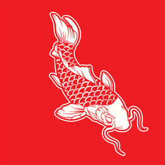 vector illustration of japanese fish painting, it can be use for shirt design or poster	
