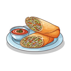 Spring Rolls Vector Illustration – Realistic Cartoon Chinese Snack

