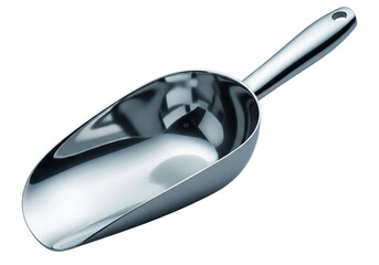 Shiny metal kitchen serving spoon for ice coffee sugar baking and food preparation utensil