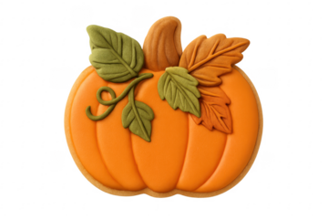 Pumpkin shaped cookie with fall icing and decorating