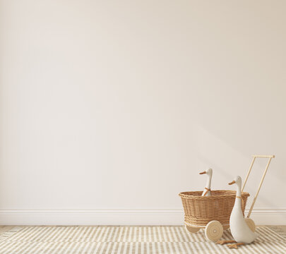 Nursery interior in scandinavian style. 3d render.