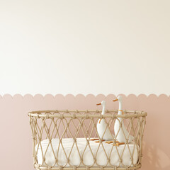 Nursery interior in boho style. 3d render.