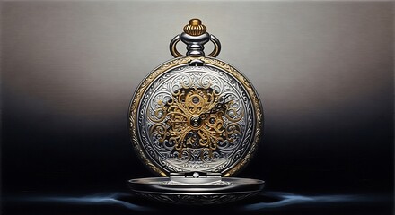Ornate Pocket Watch Silver and Gold