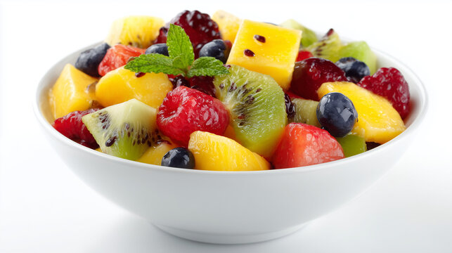 Fresh Fruit Salad in White Bowl - Powered by Adobe