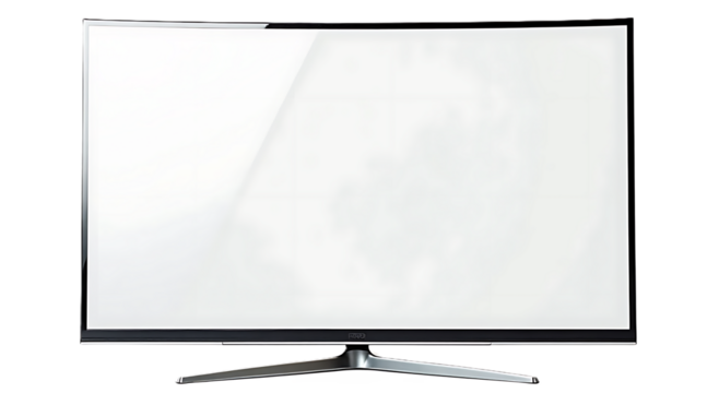 Modern Curved Screen Television with White Blank Display graphic design