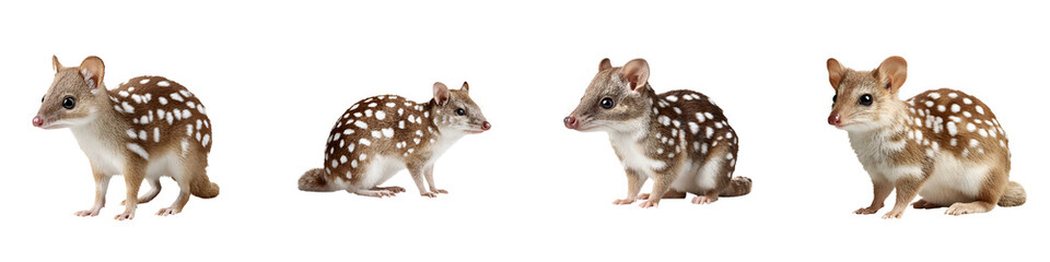 Obraz premium Spotted Quoll: Native Australian Animal Set on White