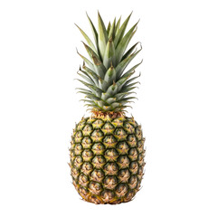 Fototapeta premium Whole ripe pineapple with green spiky crown isolated on black background
