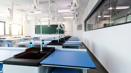 Modern chemistry laboratory of the school