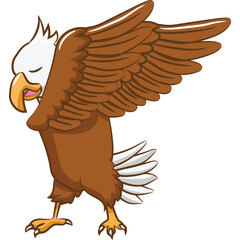 Stylized Eagle With Brown Feathers And White Head Detailed Cartoon Illustration With Transparent Background In Adobe Stock Optimized Style