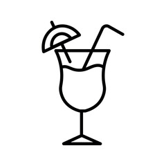 Tall glass with umbrella and straw drink beverage