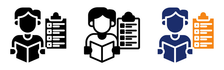 Learning Assessment Icon Collection Glyph & Mixed Style 