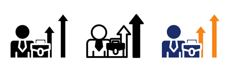 Career Progress Icon Collection Glyph & Mixed Style 