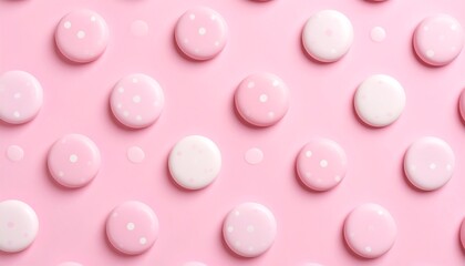 Pastel pink circles with white polka dots