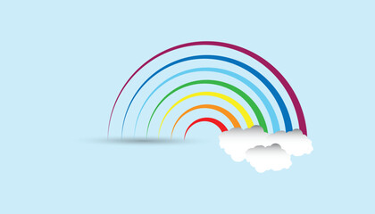 Colorful Rainbow Vector Illustration. Creative Sky Rainbow Cloud Vector modern design used for social media post, t shirt design, banner poster 