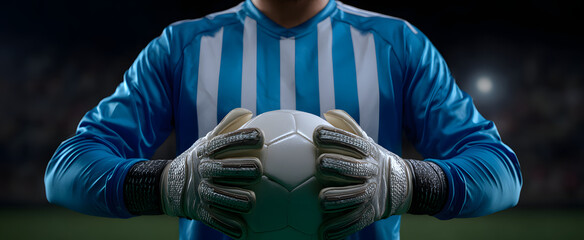 A soccer goalkeeper ready to pounce like a cat before the penalty shot.