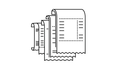 Stacked receipt rolls showing financial transaction records and accounting data vector