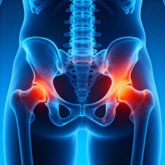 3D Medical Illustration of Hip Joint Pain and Pelvic Inflammation