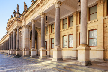 Historic colonnade with statues and arches in karlovy vary