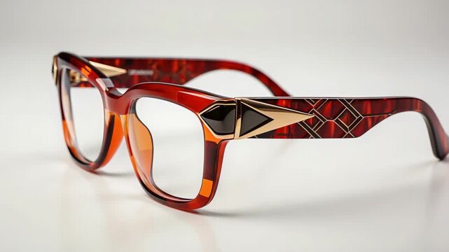 Stylish orange tortoiseshell glasses with modern design and geometric accents for fashionable looks