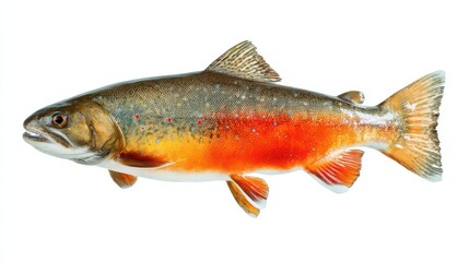 Isolated Arctic Char: Vibrant Fish on Crisp White Background, Capturing the Essence of Nature's Bounty