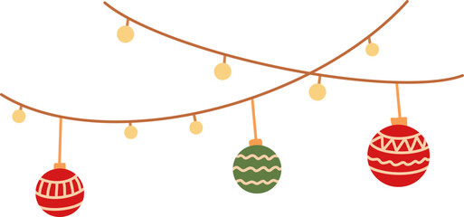 Christmas Garland Ornament Illustration Flat Minimalist Style