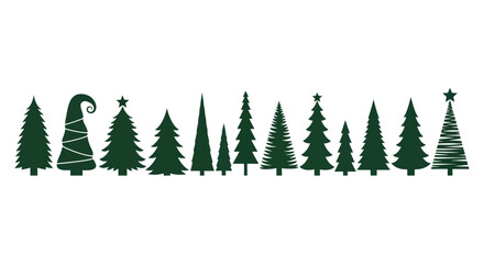 Obraz premium Collection of diverse Christmas trees in varying styles and sizes, evoking festive holiday cheer and winter wonder