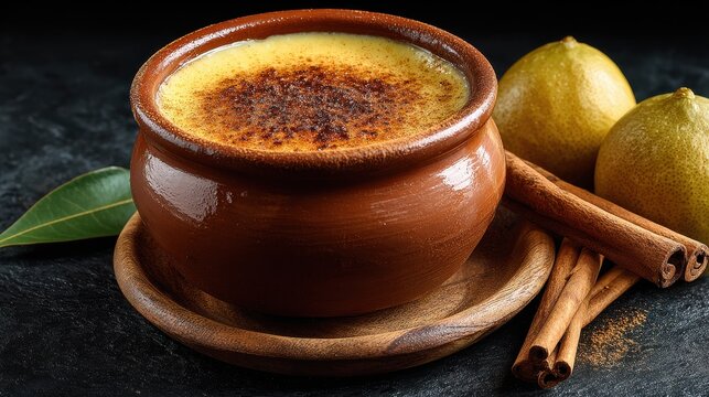Classic Colombian Natilla - Festive Dessert with Cinnamon on Dark Background for Family Celebrations