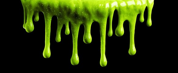 The vibrant green toxic slime curls like a lazy serpent dripping and oozing slowly