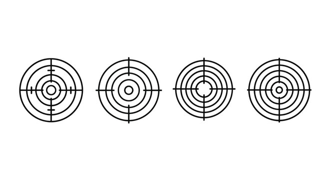 Concentric circles target set graphic design elements aim focus precision round shapes vector
