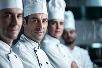 Chefs smiling in a professional kitchen