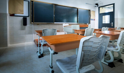 Modern classroom in the school