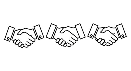 Three handshake icons representing agreement collaboration partnership unity business deal success concept vector
