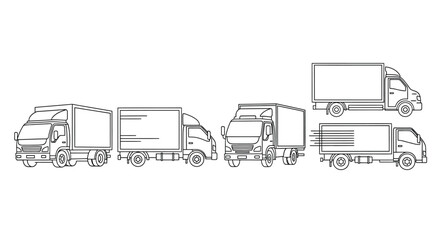 Collection of diverse delivery trucks and vans for logistics and transportation services vector
