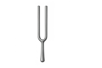 Tuning fork for music and sound accuracy, creating accurate pitch and frequency vibration on transparent background