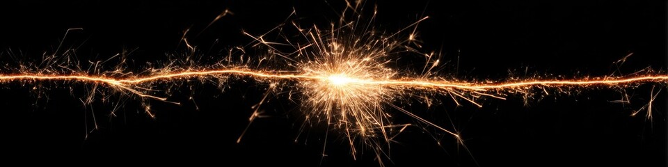 Obraz premium Illuminated Sparkler Line. Bright Trail of Sparking Light for Celebrations