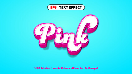 Pink glossy text effect with vibrant shadow on bright blue background perfect for creative design projects and digital art