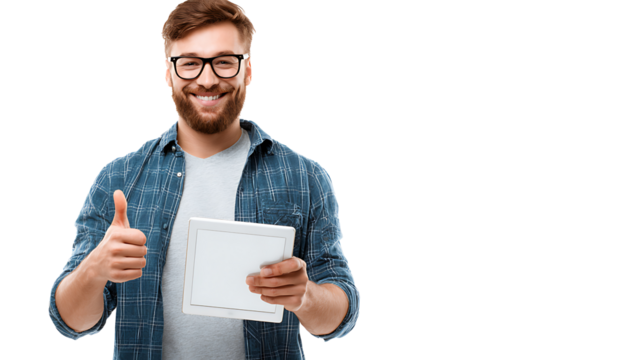 man holding a tablet