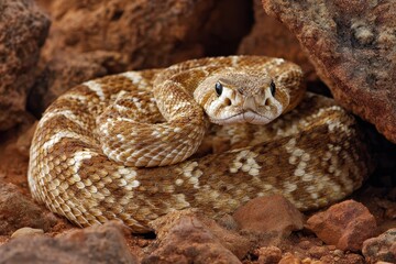 Fototapeta premium Western Diamondback Rattlesnake: A Venomous Desert Viper in its Natural Habitat