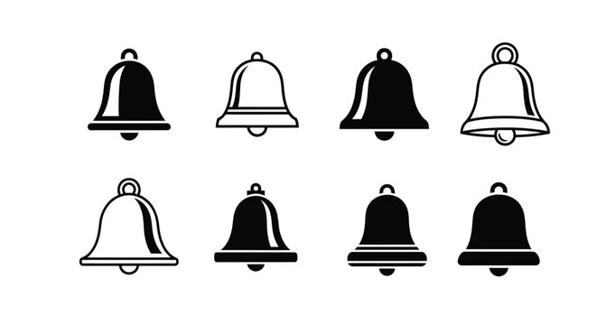 Bell Icons Set Stylish Illustrations for Notifications, Alerts, and Reminders Across Various Digital Platforms