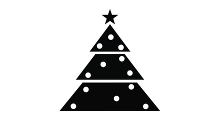 Festive Black and White Christmas Tree Illustration with Decorations, Perfect for Holiday Season Designs
