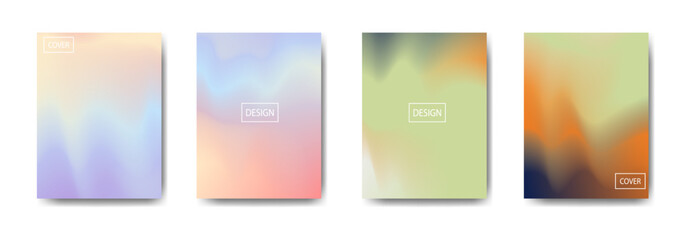 Four Abstract Gradient Backgrounds with Soft Pastel Colors and Subtle Textures